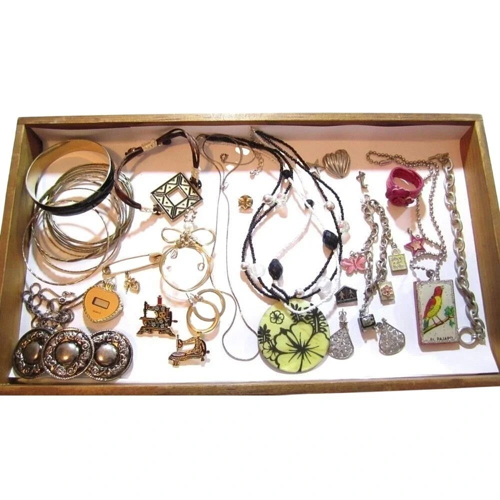 33P Vintage Mod Gold & Silver Tone Jewelry Lot*Bangles*Hair*Charm Bracelets*A205